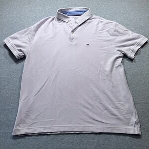 Tommy Hilfiger Mens Regular Fit Short Sleeve Polo Shirt XL Lavender Cotton Blend